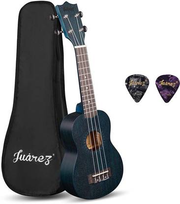 Juarez 21" Soprano Ukulele Kit, AQUILA Strings (Strings Made in ITALY), Sapele Body, Rosewood Fingerboard, Matte Finish, with Bag and Picks, Blue Soprano Ukulele