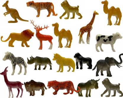 Extrawish Pack of 20 Different Medium Size Zoo Wild Jungle Animal Toys