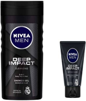 NIVEA Men Deep Impact Shower Gel 250 Ml & Men Deep Impact Face Wash 50 Ml (Pack Of 2) # 43