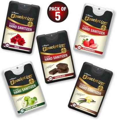 LA Organo Multi Flavour Pocket Sanitizer Combo, Travel Friendly 70% IP Alchohol, Kills 99.99% Harmful Germs  Spray, 18 ML Each Hand Sanitizer Sachet