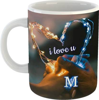 PASHUPATASTRA "I Love You" M Letter Printed (Couple Heart) Classic Stylish Coffee Gift For Valentine's day ,Friends , Lovers , , Anniversary Gift , Ceramic Coffee Mug