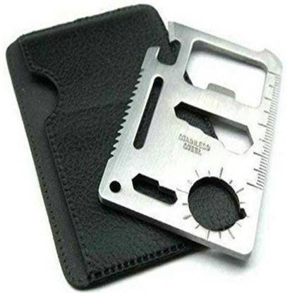 Bytezest 11 in 1 Small Ninja Multi-Purpose Credit Card Size Wallet Pocket Tool- Silver Standard Screwdriver