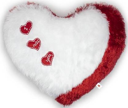 Wondershala Huggable I Miss You Heart Shape Soft Stuffed Cushion Pillow in White Red(Multi color)  - 37 cm