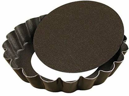 VARIN Round Bakeware Pie Dish Tart Pan with Removable Loose Bottom, Non-Stick Carbon Steel Quiche Pan for Oven Baking, Pizza Pan (Black) Baking Pan