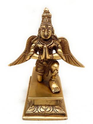 Bhunes Brass Lord Garud Dev Idols | Garuddev Statues | Lord Garuda| Garuda Brass Idol| Garuda Statue| Garud Dev Murti | Garuda Idol Decorative Showpiece  -  15 cm