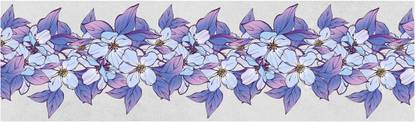 WALLDESIGN 152.4 cm Blue Columbine Flowers With Leaves Wallpaper Frieze Border - 5.25 inch width by 5 ft length - Small Self Adhesive Sticker