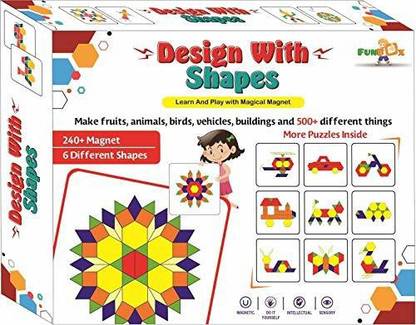 Joy Stories DIY Magnetic Puzzle Design with Shapes 240 Colourful Magnetic Pieces, 6 Different Shapes & 500 Design Patterns | Learn & Play with Magnets Juggling