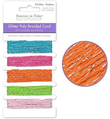AoneFun Colors Glitter Poly Braided Cord - Decorative Twine - Fancy Cord - Glitter String - Decorative Cord Trim Ribbon