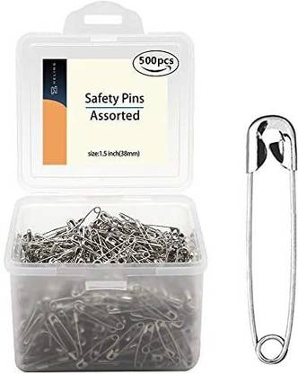 Heling 500 PCS Safety pins, 1.5 inch Safety Pins Bulk, for Home, Office Use, Fabric, Fashion, Craft Pins, Marathon, First Aid Ki