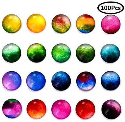 DROLE 100Pcs Printed Glass Dome Cabochons Gradient Color DIY Cabochon for Jewelry Making 12mm