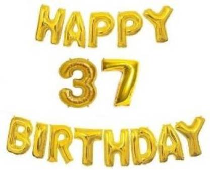 RAJ Solid Happy 37 Birthday Decoration Balloon Set | Happy Birthday 37 Years Age Balloon Letter Balloon