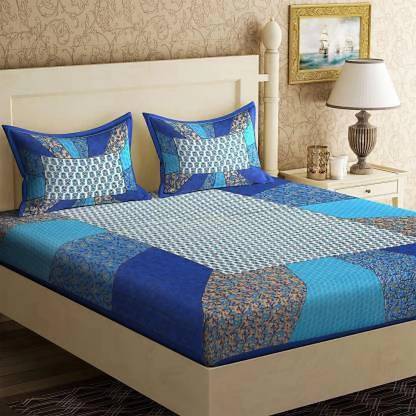 DEVIOUS 144 TC Cotton Double Self Design Flat Bedsheet