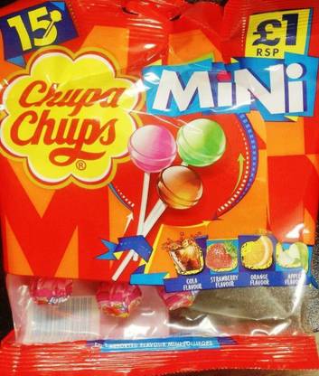 Chupa Chups Mini Assorted Fruit Flavour 15 Lollipops, 90g Fruit Lollipop