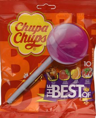 Chupa Chups The Best of 10 Lollipops Packet 120g Strawberry , Apple, Cola Lollipop