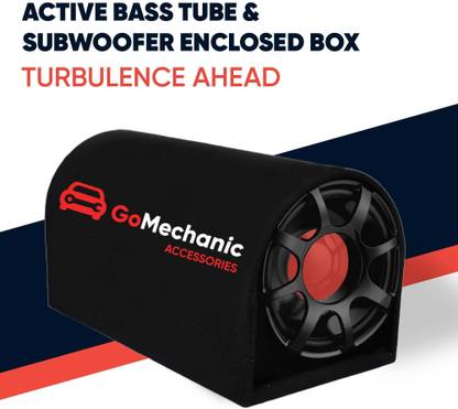 GoMechanic RESONAR-R2 10" Active Basstube with 1 Year Warranty & in-Built Amplifier 5200W High O/P for Crystal Clean Low Frequency Bass Response for All Vehicles (Sub-woofer with D Shape Enclosure) Basstube Subwoofer