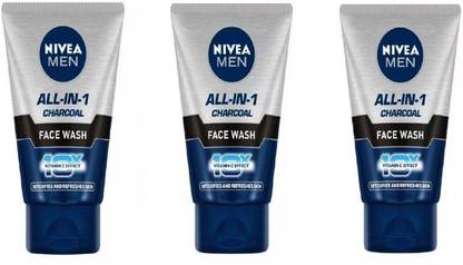NIVEA Men All In One Charcoal (50 ml)  (Pack of 3) Face Wash