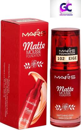 MARS Matte Mousse Foundation-102 Foundation (Beige, 60 ml) Foundation