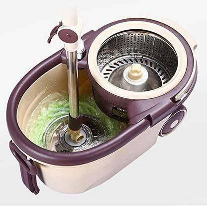 Glorial star Spin Mop Wringer Bucket Set - for Home Floor Cleaning - Wet/Dry Usage - Upgraded Flat Mop