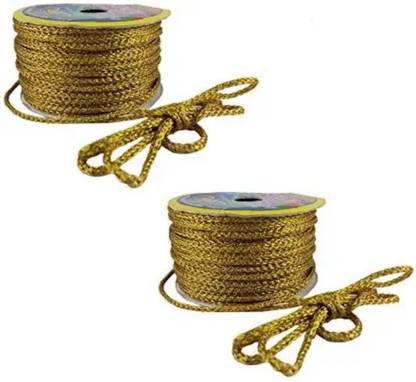 UNIQUE RETAIL Set of 2 Golden Resham Zari Twisted Fancy Thread Dori Lace Lace Reel