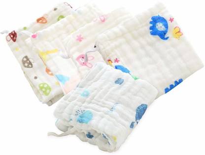 Cuteably Wash Cloths Towels/Wipes (Pack of 5)- 25x26 cm White Cloth Napkins