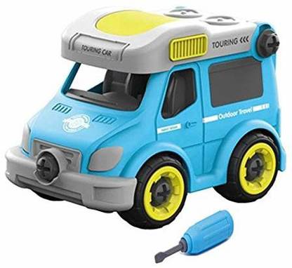 Joy Stories Friction Car Toys for Kids, DIY Assembly Vehicle Toys with Screws, Tour Bus with Op-Enable Parts Educational Take Apart Truck Toys for Boys & Girls