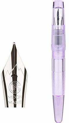Moonman C2 Fountain Pen Fine Nib, Eyedropper Filling, Transparent Purple Acrylic, Large-Capacity Fountain Pen