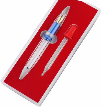 Moonman M2 Fountain Pen Metallic Blue Transparent Eye Dropper Filling Large-Capacity Ink Storing, Fine Nib Gift Set Fountain Pen