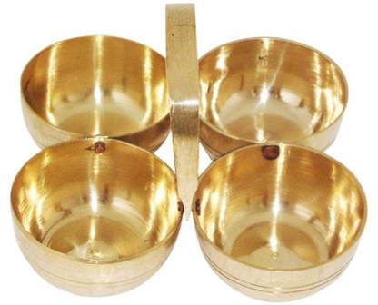 VALUE CRAFTS This Product Best and Quality is Sold with of SRIHARI108 Brass Puja Roli Chawal Elaichi Mishri 4 Bowl Stand Brass