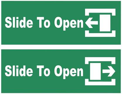 Asmi Collections 20 cm Self Adhesive Vinyl Open to Slide Door Sign Sticker - 2 Pcs. Left and Right Self Adhesive Sticker