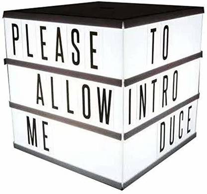 Iktu Square 4D Cinematic Light Box, LED Light Box, Cinema Light Box, Letter Light Box, 4 Sides Lightbox with 150 Letters & Symbols Table Lamp