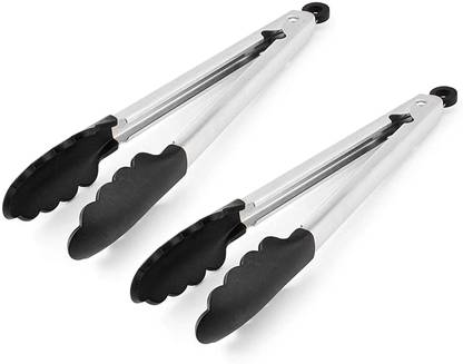 MT BROTHERS Silicone Cooking Tongs Kitchen Food Tongs Stainless Steel Material with Heat Resistant Premium Silicone Grip for BBQ Grilling Turner Cooking tipsg Tongs 32 cm Serving Tongs