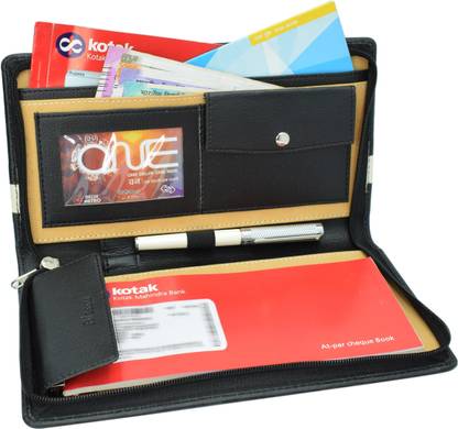 Blessu New Multiple Cheque Book cum card & document holder black colour