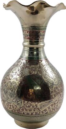 MOZO HUB MOZO HUB Brass Multi color Flower vase Mughal Surai pattern 21 cm Brass Vase