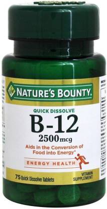 Nature's Bounty Vitamin B12 2500 Mcg. 75 Quick Dissolve Tablets