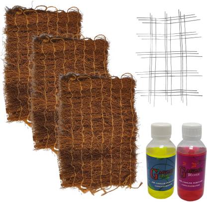 MESH PLANET Air Cooler Natural Grass_Cooling Pads_18 x 24 Inches_Set Of 3 Pack_With 3 Iron Meshes And 2 Air Cooler Perfumes_Suitable For Kenstar Symphony Bajaj Desert Coolers MPCS3 Air Purifier Filter