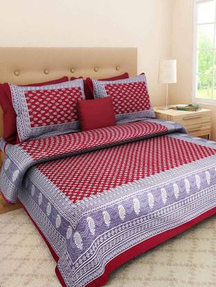 Equation Cotton Double Flat 144 TC Printed Bedsheet