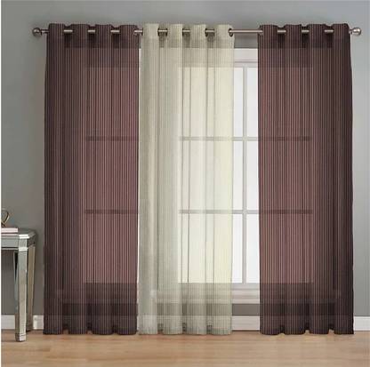 Achintya 153 cm (5 ft) Tissue Semi Transparent Window Curtain (Pack Of 3)