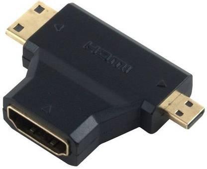 REC Trade HDMI Adapter 0.5 m 3-in-1 HDMI Female to Micro/Mini HDMI Male Adapter, HDMI Female to Micro HDMI OR Mini HDMI Male Adapter Converter