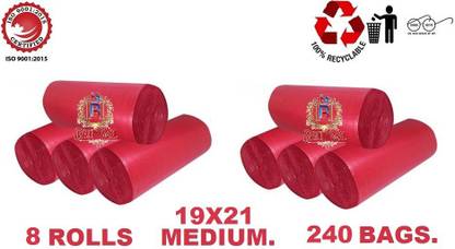 BadiWal RED COLOR bio waste garbage red trash bags for home /kitchen/office etc disposable, biodegradable, compostable, cheapest, thick quality,good quality, recyclable, transparent 19 inches x 21 inches. Medium 13 L Garbage Bag  Pack Of 240