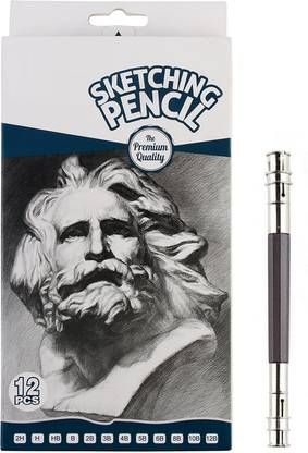 Definite Bianyo Artist Quality Fine Art Drawing & Sketching Pencils - 2H, H, HB, B, 2B, 3B, 4B, 5B, 6B, 8B, 10B - 12B with One 13CM Pencil Extender Pencil