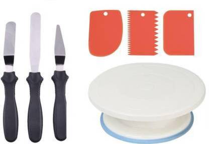 Kitchworld Kitchworld cake combo 1pc turntable,3pc scappers,3 pc knife Kitchen Tool Set
