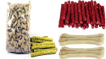Payton Perry BIGEST COMBO OFFER ( CHICKEN 500G+ BISCKET 500G+ 8"BONE 500G+MUTTON MUNCHIES 500G) 2KG Vegetable, Mutton Dog Chew