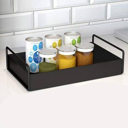 Xllent Multi organizer Vanity Tray | Cosmetic Organiser | Bathroom Tray | Multipurpose Kitchen Storage Shelf Shelves Holder Stand Rack | Bathroom Countertop Organizer | Cosmetic Rack | Kitchen Rack (Black) Tray