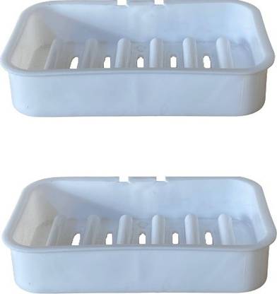DITCAFOS Plastic Soap Box Magic Sticker Series Self Adhesive Soap Holder Wall Mounted Shower Soap Stand for Bathroom and Kitchen ( SOAP STAND 2 PCS SET )