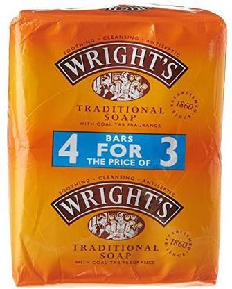 Wright's Traditional Soap with Coal Tar Fragrance Pack of 4