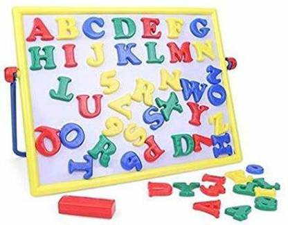 Joy Stories Educational 2 in 1 Slate Board for Kids, Alphabetic Magnetic Double Sided Doodle Board, Learn and Play Writing Slate for Girls & Boys
