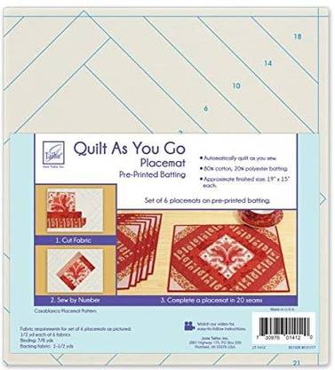 June Tailor Go Plcmt Casb Quilt by Number Printed Batting Finished Size of one placemat - 8 1/2" x 14" Natural