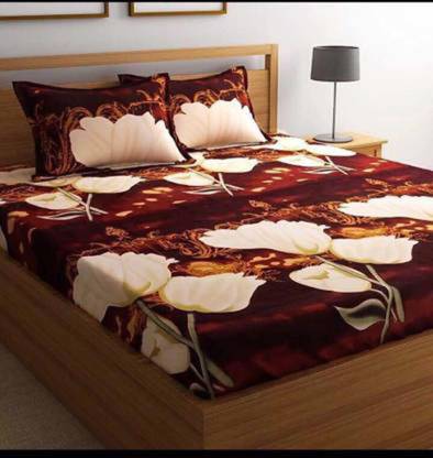 R.S decor 144 TC Polycotton Double 3D Printed Flat Bedsheet