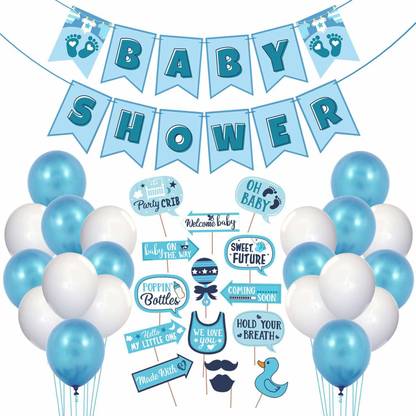 Prihit Decorations Material Set-41Pcs Banner, Photo Booth Props and 25 Pcs Balloons