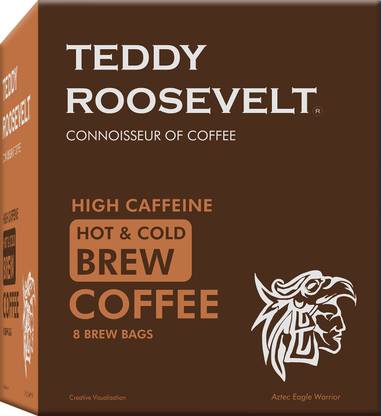 Teddy Roosevelt Hot & Cold Brew High Caffeine Coffee, 8 Dips 16 Cups Instant Coffee